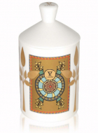 V Canto White Ceramic Candle With Decoration, 1 Wick Arkano Degli Amanti