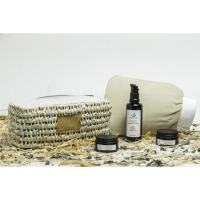 Nectarome Подарочный Набір Хамам / Trousse Hammam (бельди Евкаліпт 30 г, гассул 7 трав 30 г, Масло арганиии 50 мл, кЭсе 1 шт, упакованные в сумочку из хлопка и пальмового листа)