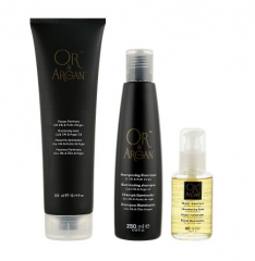 Lissa`O OR&ARGAN Иллюминирующий комплекс Or & Argan з мікроактивним Золотом 24К, аргановим маслом і UV фільтром (Shampooing 250мл+Masque 300мл+Fluide 100мл)