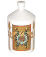 V Canto White Ceramic Candle With Decoration, 1 Wick Arkano Della Fortuna